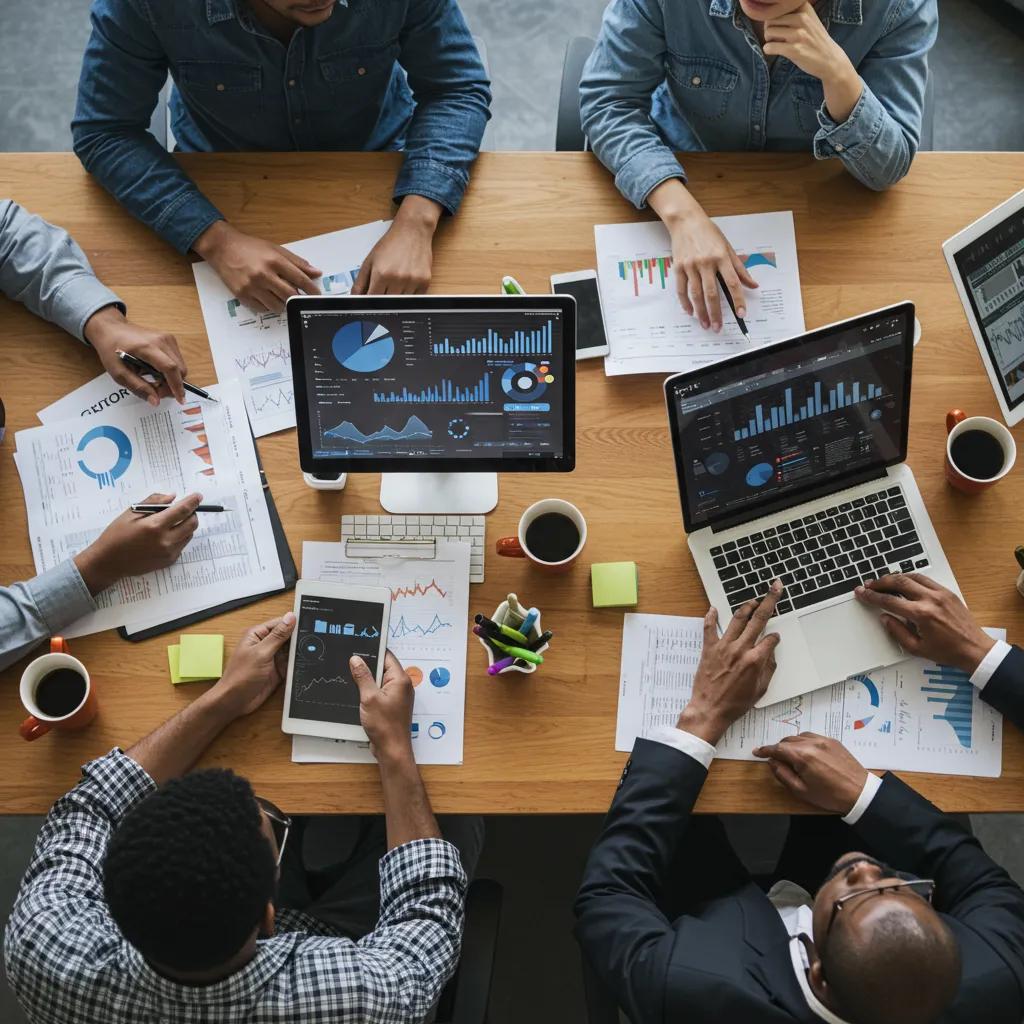 Team of professionals collaborating on enterprise web analytics strategies