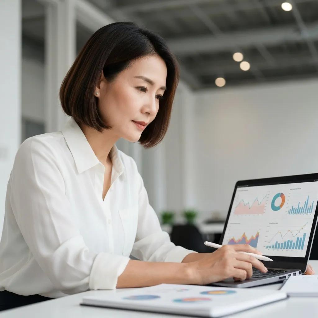 Digital marketing professional analyzing data for US Only Traffic in affiliate marketing