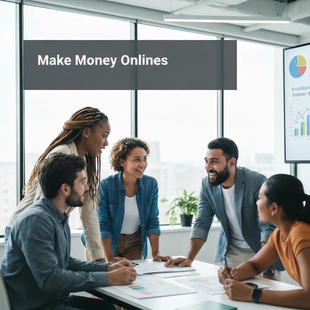 Diverse group discussing business opportunities, highlighting profitable niches for solo ads