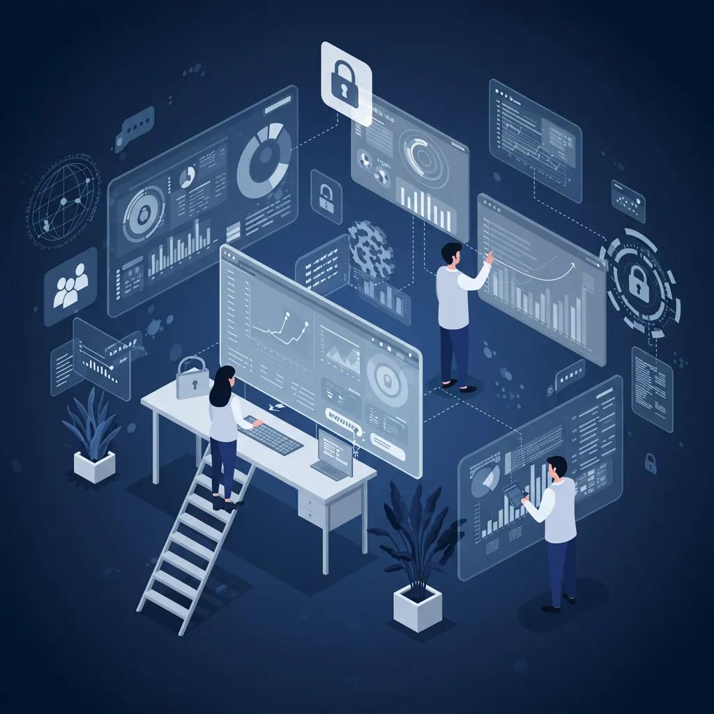 High-tech digital environment showcasing bot detection technology and human interaction with analytics