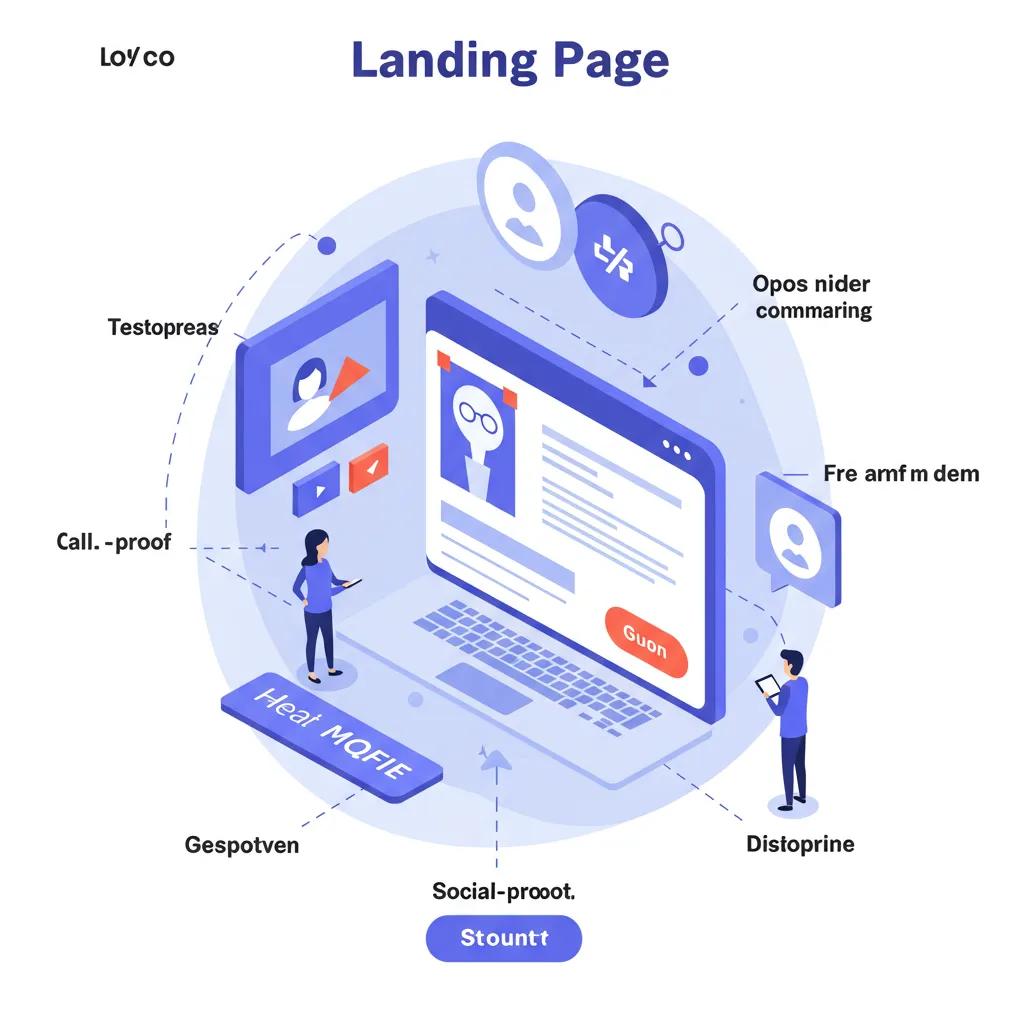 Illustration of key elements in a high-converting landing page design