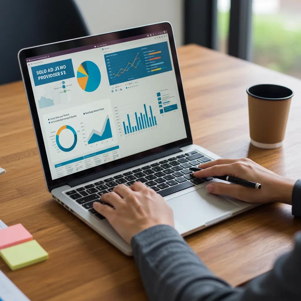 Person analyzing data on a laptop, representing the vetting process for reputable solo ad providers